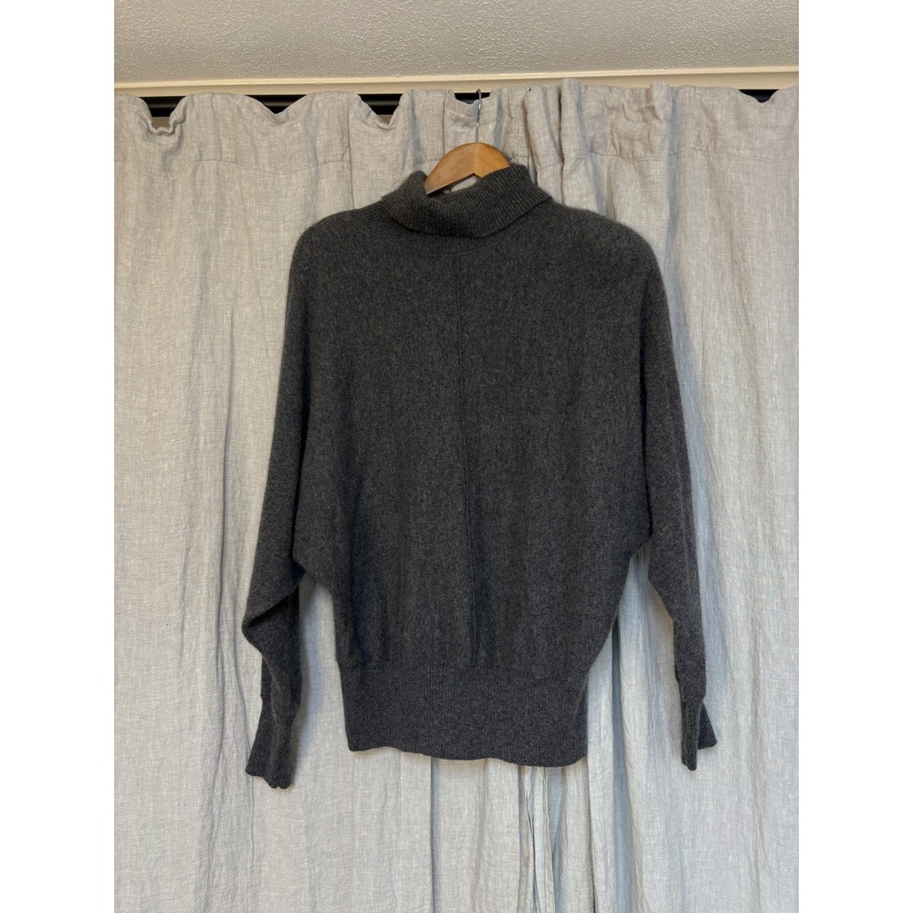 Precious Fibers Turtleneck Sweater Womens L Gray Cashmere Dolman Sleeve